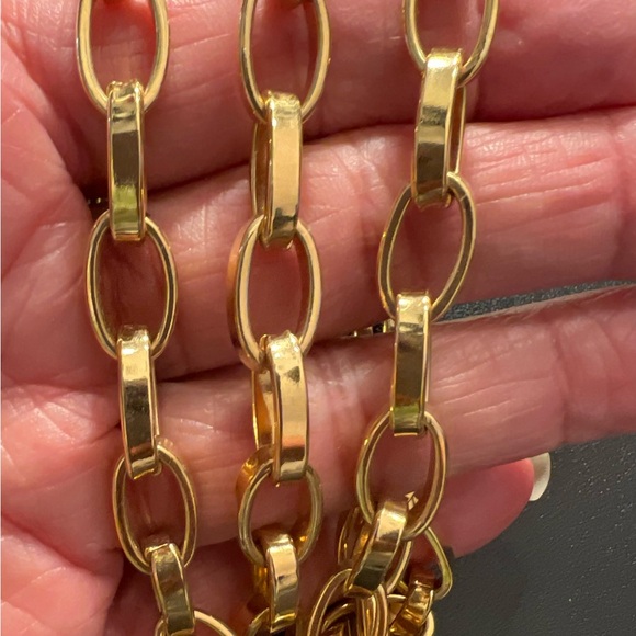 Monet Fancy Chunky Oval Link Vintage Gold Tone 28" 1980's Necklace - Picture 4 of 6